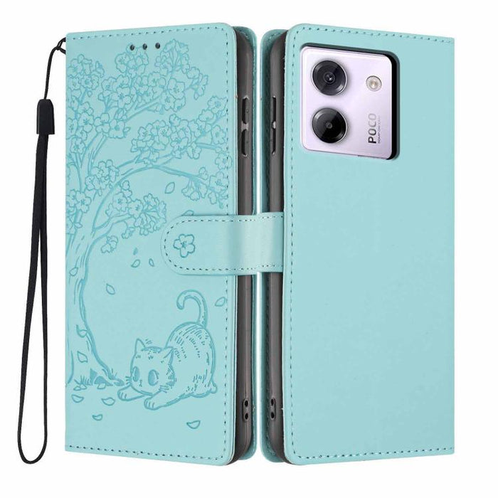Funda para teléfono plegable de piel vegana con relieve de gato y árbol, For Xiaomi Poco F8 Ultra 5G, For Xiaomi Poco F8 Pro 5G, For Xiaomi 17 Pro Max, For Xiaomi 17 Pro, For Xiaomi 17, For Xiaomi Poco C85 5G, For Xiaomi 15T Pro, For Xiaomi 15T        ...