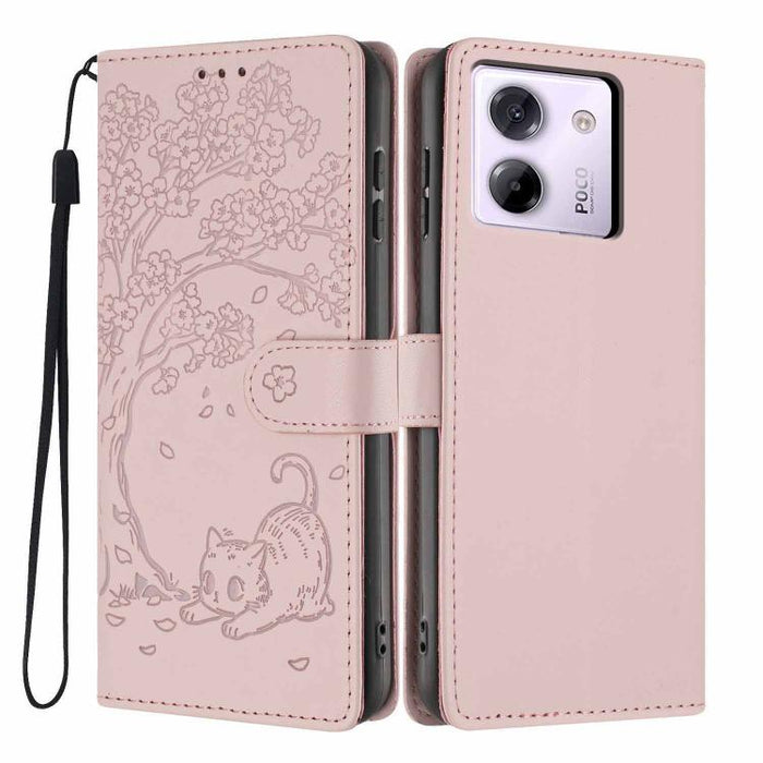 Funda para teléfono plegable de piel vegana con relieve de gato y árbol, For Xiaomi Poco F8 Ultra 5G, For Xiaomi Poco F8 Pro 5G, For Xiaomi 17 Pro Max, For Xiaomi 17 Pro, For Xiaomi 17, For Xiaomi Poco C85 5G, For Xiaomi 15T Pro, For Xiaomi 15T        ...