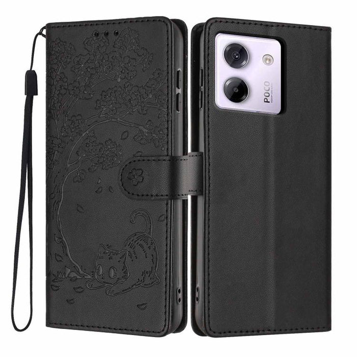 Funda para teléfono plegable de piel vegana con relieve de gato y árbol, For Xiaomi Poco F8 Ultra 5G, For Xiaomi Poco F8 Pro 5G, For Xiaomi 17 Pro Max, For Xiaomi 17 Pro, For Xiaomi 17, For Xiaomi Poco C85 5G, For Xiaomi 15T Pro, For Xiaomi 15T        ...
