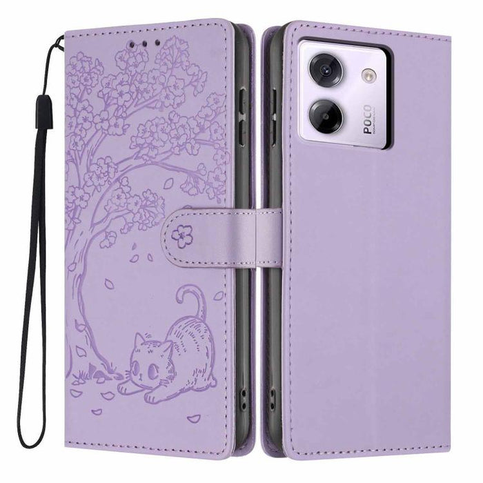 Funda para teléfono plegable de piel vegana con relieve de gato y árbol, For Xiaomi Poco F8 Ultra 5G, For Xiaomi Poco F8 Pro 5G, For Xiaomi 17 Pro Max, For Xiaomi 17 Pro, For Xiaomi 17, For Xiaomi Poco C85 5G, For Xiaomi 15T Pro, For Xiaomi 15T        ...