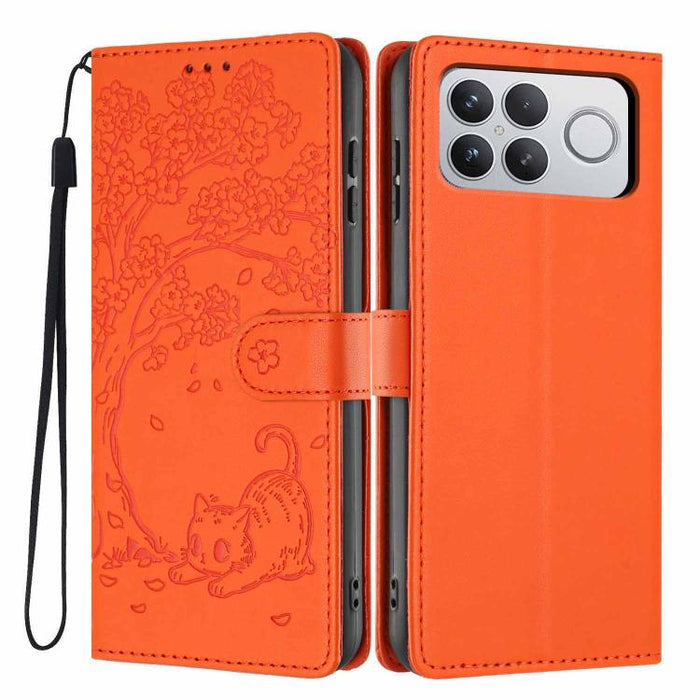 Funda para teléfono plegable de piel vegana con relieve de gato y árbol, For Xiaomi Poco F8 Ultra 5G, For Xiaomi Poco F8 Pro 5G, For Xiaomi 17 Pro Max, For Xiaomi 17 Pro, For Xiaomi 17, For Xiaomi Poco C85 5G, For Xiaomi 15T Pro, For Xiaomi 15T        ...