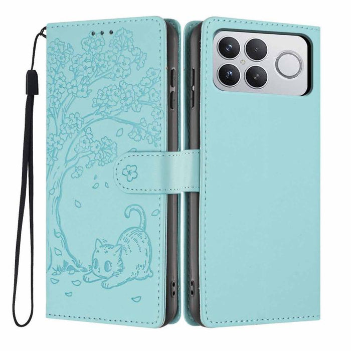 Funda para teléfono plegable de piel vegana con relieve de gato y árbol, For Xiaomi Poco F8 Ultra 5G, For Xiaomi Poco F8 Pro 5G, For Xiaomi 17 Pro Max, For Xiaomi 17 Pro, For Xiaomi 17, For Xiaomi Poco C85 5G, For Xiaomi 15T Pro, For Xiaomi 15T        ...