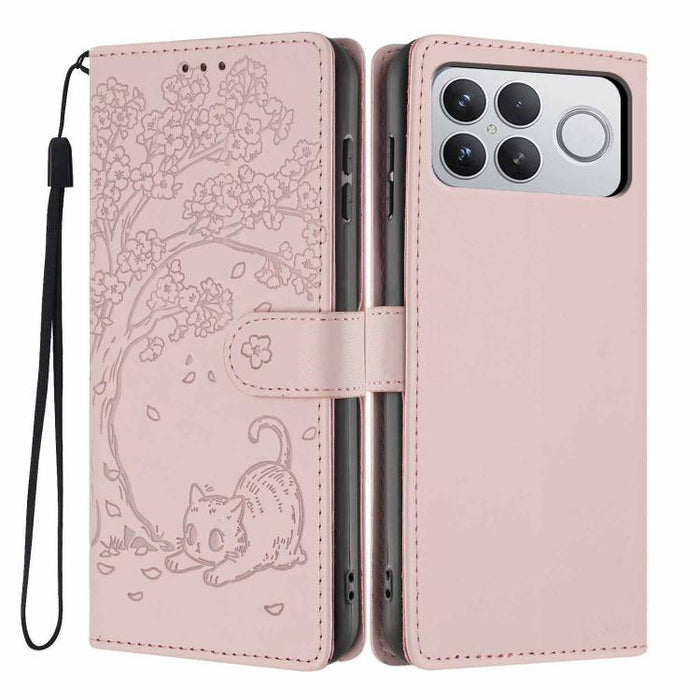 Funda para teléfono plegable de piel vegana con relieve de gato y árbol, For Xiaomi Poco F8 Ultra 5G, For Xiaomi Poco F8 Pro 5G, For Xiaomi 17 Pro Max, For Xiaomi 17 Pro, For Xiaomi 17, For Xiaomi Poco C85 5G, For Xiaomi 15T Pro, For Xiaomi 15T        ...