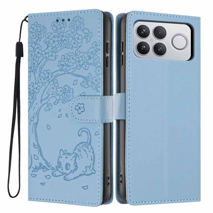 Funda para teléfono plegable de piel vegana con relieve de gato y árbol, For Xiaomi Poco F8 Ultra 5G, For Xiaomi Poco F8 Pro 5G, For Xiaomi 17 Pro Max, For Xiaomi 17 Pro, For Xiaomi 17, For Xiaomi Poco C85 5G, For Xiaomi 15T Pro, For Xiaomi 15T        ...