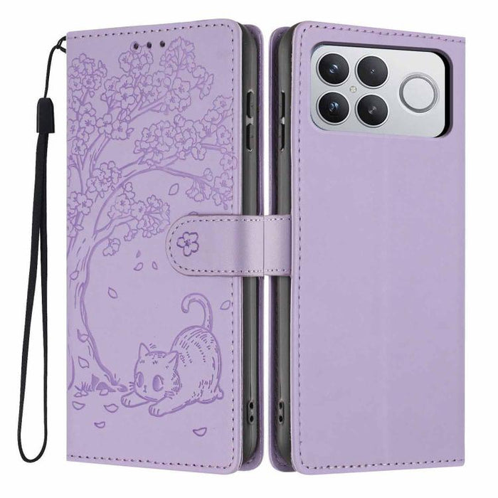 Funda para teléfono plegable de piel vegana con relieve de gato y árbol, For Xiaomi Poco F8 Ultra 5G, For Xiaomi Poco F8 Pro 5G, For Xiaomi 17 Pro Max, For Xiaomi 17 Pro, For Xiaomi 17, For Xiaomi Poco C85 5G, For Xiaomi 15T Pro, For Xiaomi 15T        ...