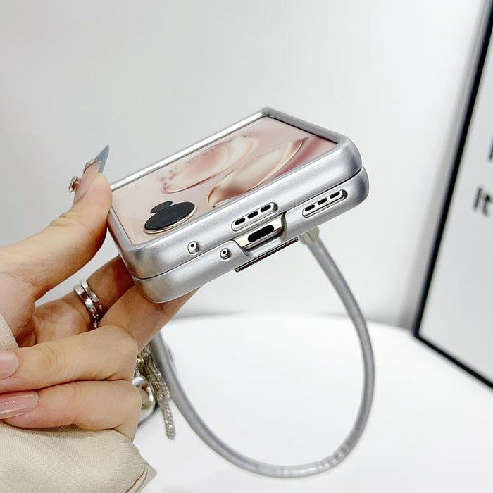 Funda para teléfono con textura de escamas y lazo, con correa para la muñeca y placa identificativa., For Xiaomi Mix Flip 2, For Xiaomi Mix Flip