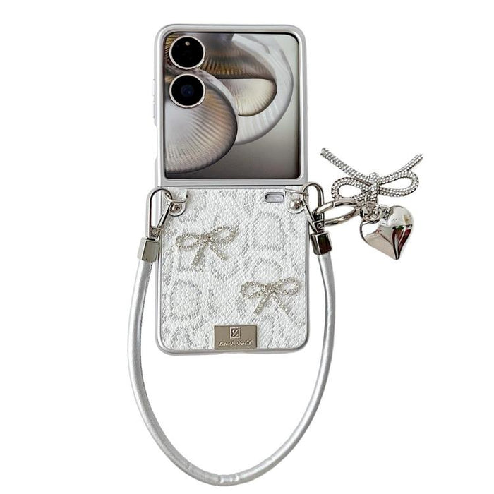Funda para teléfono con textura de escamas y lazo, con correa para la muñeca y placa identificativa., For Xiaomi Mix Flip 2, For Xiaomi Mix Flip