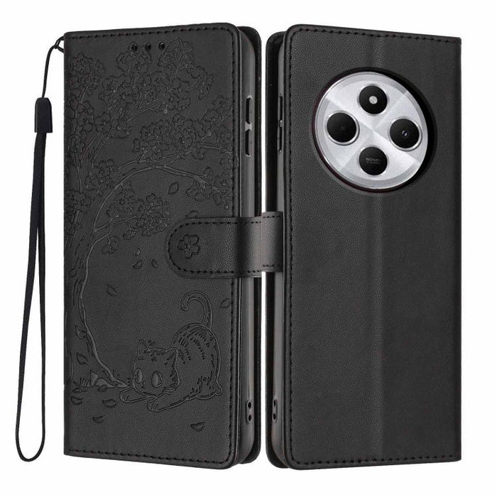Funda para teléfono plegable de piel vegana con relieve de gato y árbol, For Redmi Note 14 Pro 4G, For Redmi Note 14 4G Global 163.25mm, For Redmi 14C 4G / A3 Pro 4G, For Redmi Note 14 5G, For Redmi Note 14 Pro 5G, For Redmi 13 4G                      ...