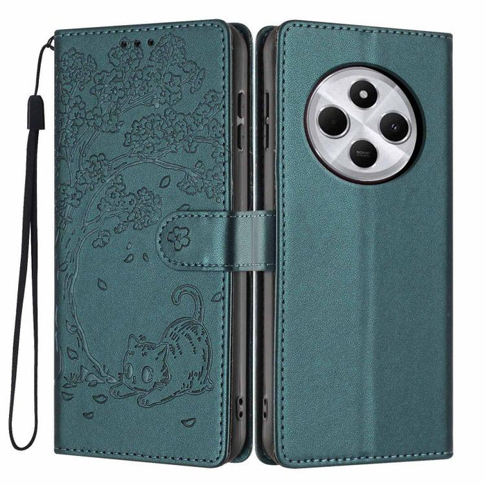 Funda para teléfono plegable de piel vegana con relieve de gato y árbol, For Redmi Note 14 Pro 4G, For Redmi Note 14 4G Global 163.25mm, For Redmi 14C 4G / A3 Pro 4G, For Redmi Note 14 5G, For Redmi Note 14 Pro 5G, For Redmi 13 4G                      ...