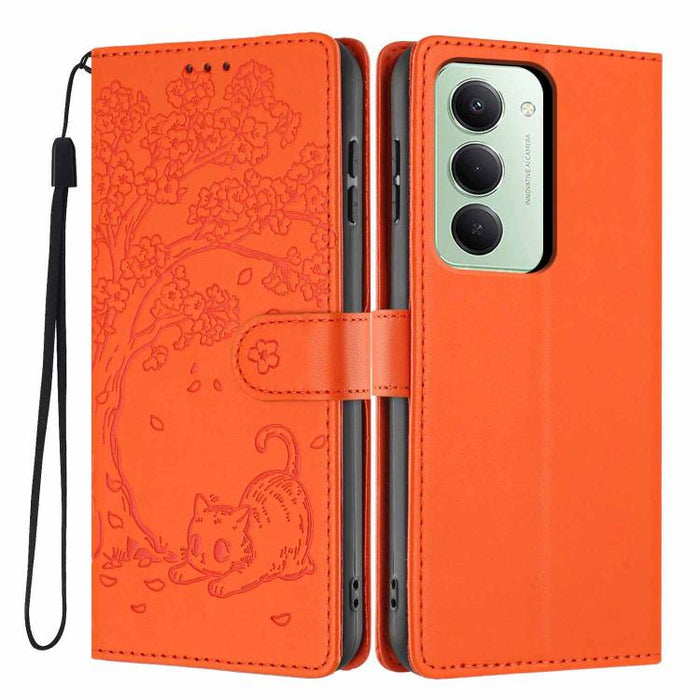 Funda para teléfono plegable de piel vegana con relieve de gato y árbol, For Redmi Note 15 Pro+ 5G Global 163.3mm, For Redmi Note 15 4G / 5G Global 164mm, For Redmi Note 15 Pro 4G Global 163.2mm, For Redmi Note 15 Pro 5G Global 163.6mm                 ...