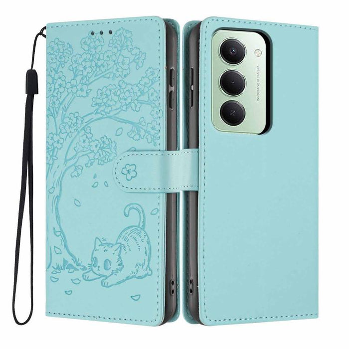 Funda para teléfono plegable de piel vegana con relieve de gato y árbol, For Redmi Note 15 Pro+ 5G Global 163.3mm, For Redmi Note 15 4G / 5G Global 164mm, For Redmi Note 15 Pro 4G Global 163.2mm, For Redmi Note 15 Pro 5G Global 163.6mm                 ...