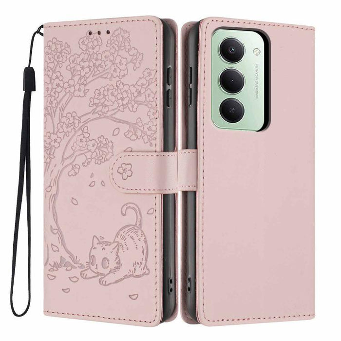 Funda para teléfono plegable de piel vegana con relieve de gato y árbol, For Redmi Note 15 Pro+ 5G Global 163.3mm, For Redmi Note 15 4G / 5G Global 164mm, For Redmi Note 15 Pro 4G Global 163.2mm, For Redmi Note 15 Pro 5G Global 163.6mm                 ...