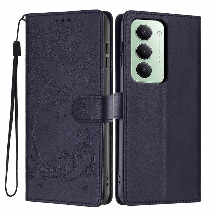 Funda para teléfono plegable de piel vegana con relieve de gato y árbol, For Redmi Note 15 Pro+ 5G Global 163.3mm, For Redmi Note 15 4G / 5G Global 164mm, For Redmi Note 15 Pro 4G Global 163.2mm, For Redmi Note 15 Pro 5G Global 163.6mm                 ...