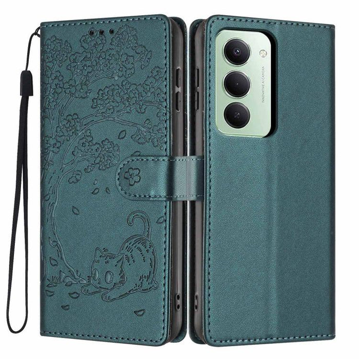 Funda para teléfono plegable de piel vegana con relieve de gato y árbol, For Redmi Note 15 Pro+ 5G Global 163.3mm, For Redmi Note 15 4G / 5G Global 164mm, For Redmi Note 15 Pro 4G Global 163.2mm, For Redmi Note 15 Pro 5G Global 163.6mm                 ...