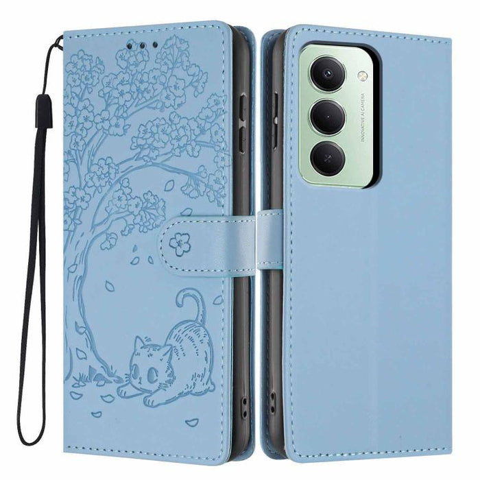 Funda para teléfono plegable de piel vegana con relieve de gato y árbol, For Redmi Note 15 Pro+ 5G Global 163.3mm, For Redmi Note 15 4G / 5G Global 164mm, For Redmi Note 15 Pro 4G Global 163.2mm, For Redmi Note 15 Pro 5G Global 163.6mm                 ...