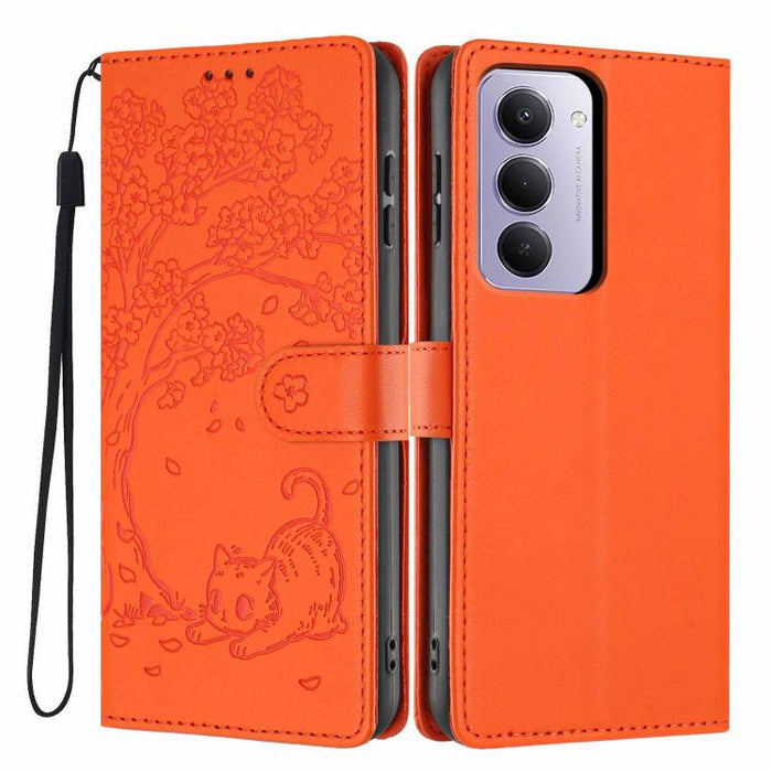 Funda para teléfono plegable de piel vegana con relieve de gato y árbol, For Redmi Note 15 Pro+ 5G Global 163.3mm, For Redmi Note 15 4G / 5G Global 164mm, For Redmi Note 15 Pro 4G Global 163.2mm, For Redmi Note 15 Pro 5G Global 163.6mm                 ...