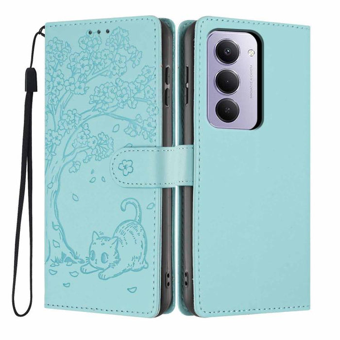 Funda para teléfono plegable de piel vegana con relieve de gato y árbol, For Redmi Note 15 Pro+ 5G Global 163.3mm, For Redmi Note 15 4G / 5G Global 164mm, For Redmi Note 15 Pro 4G Global 163.2mm, For Redmi Note 15 Pro 5G Global 163.6mm                 ...