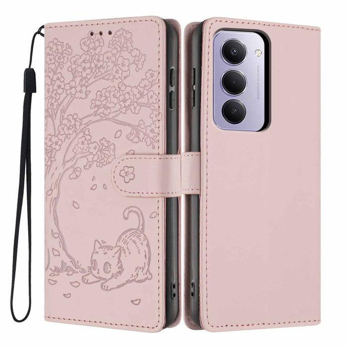 Funda para teléfono plegable de piel vegana con relieve de gato y árbol, For Redmi Note 15 Pro+ 5G Global 163.3mm, For Redmi Note 15 4G / 5G Global 164mm, For Redmi Note 15 Pro 4G Global 163.2mm, For Redmi Note 15 Pro 5G Global 163.6mm                 ...