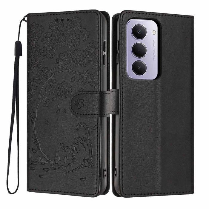 Funda para teléfono plegable de piel vegana con relieve de gato y árbol, For Redmi Note 15 Pro+ 5G Global 163.3mm, For Redmi Note 15 4G / 5G Global 164mm, For Redmi Note 15 Pro 4G Global 163.2mm, For Redmi Note 15 Pro 5G Global 163.6mm                 ...