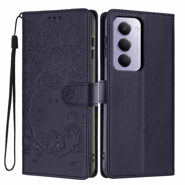 Funda para teléfono plegable de piel vegana con relieve de gato y árbol, For Redmi Note 15 Pro+ 5G Global 163.3mm, For Redmi Note 15 4G / 5G Global 164mm, For Redmi Note 15 Pro 4G Global 163.2mm, For Redmi Note 15 Pro 5G Global 163.6mm                 ...
