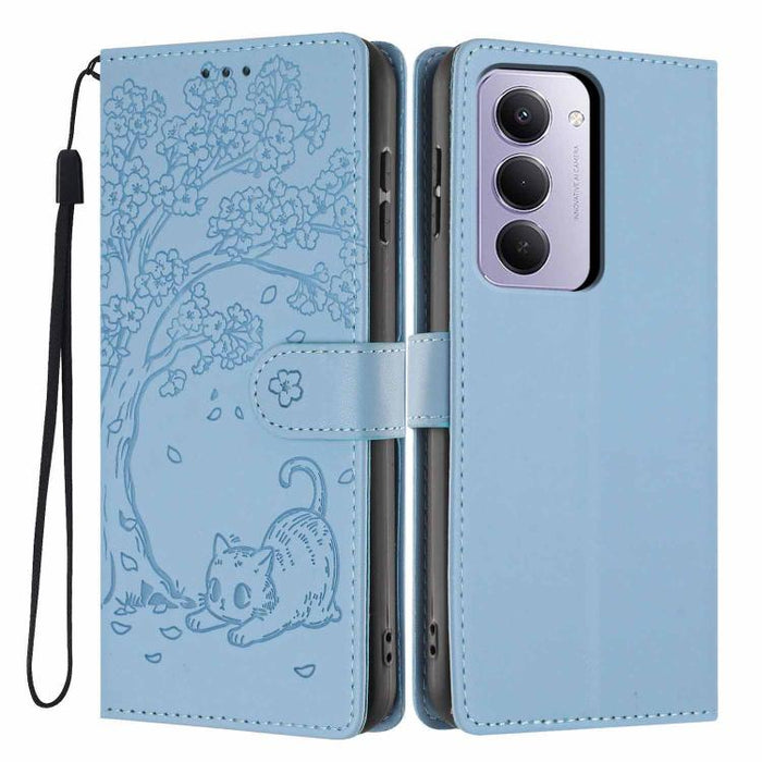Funda para teléfono plegable de piel vegana con relieve de gato y árbol, For Redmi Note 15 Pro+ 5G Global 163.3mm, For Redmi Note 15 4G / 5G Global 164mm, For Redmi Note 15 Pro 4G Global 163.2mm, For Redmi Note 15 Pro 5G Global 163.6mm                 ...