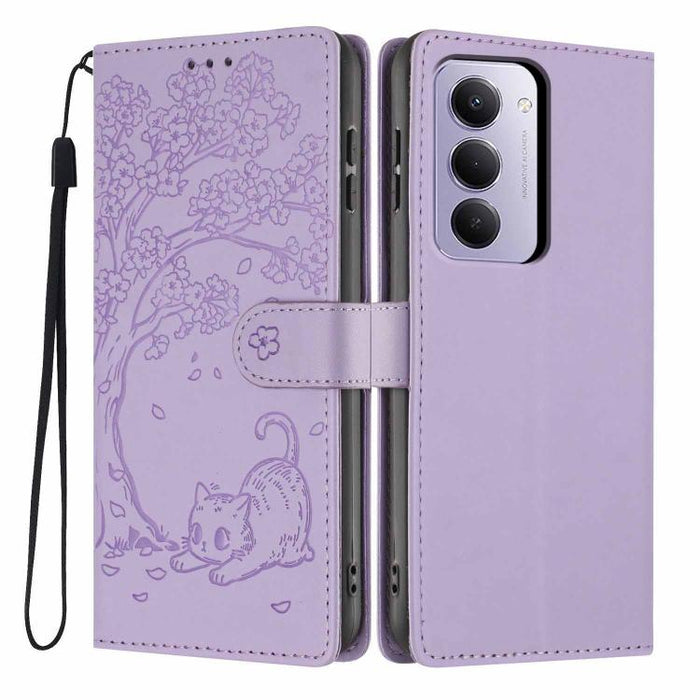 Funda para teléfono plegable de piel vegana con relieve de gato y árbol, For Redmi Note 15 Pro+ 5G Global 163.3mm, For Redmi Note 15 4G / 5G Global 164mm, For Redmi Note 15 Pro 4G Global 163.2mm, For Redmi Note 15 Pro 5G Global 163.6mm                 ...