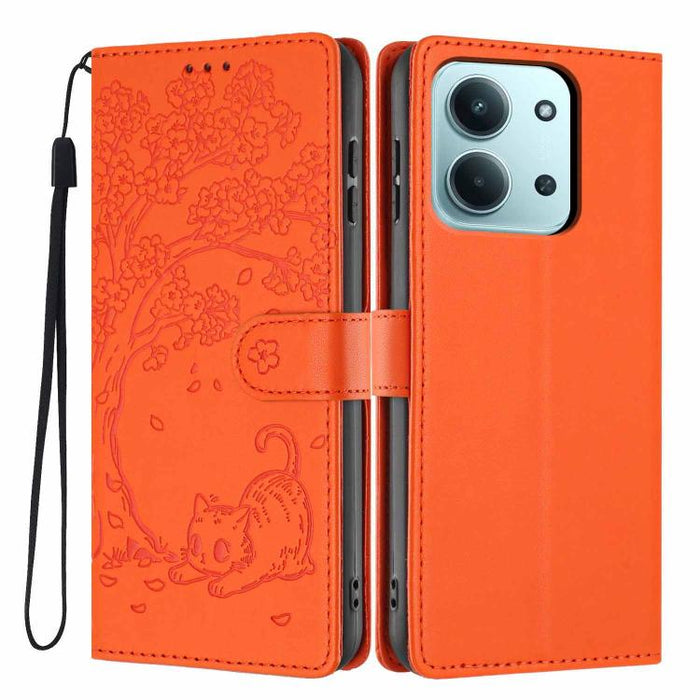 Funda para teléfono plegable de piel vegana con relieve de gato y árbol, For Redmi Note 15 Pro+ 5G Global 163.3mm, For Redmi Note 15 4G / 5G Global 164mm, For Redmi Note 15 Pro 4G Global 163.2mm, For Redmi Note 15 Pro 5G Global 163.6mm                 ...
