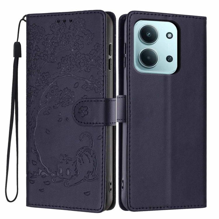 Funda para teléfono plegable de piel vegana con relieve de gato y árbol, For Redmi Note 15 Pro+ 5G Global 163.3mm, For Redmi Note 15 4G / 5G Global 164mm, For Redmi Note 15 Pro 4G Global 163.2mm, For Redmi Note 15 Pro 5G Global 163.6mm                 ...