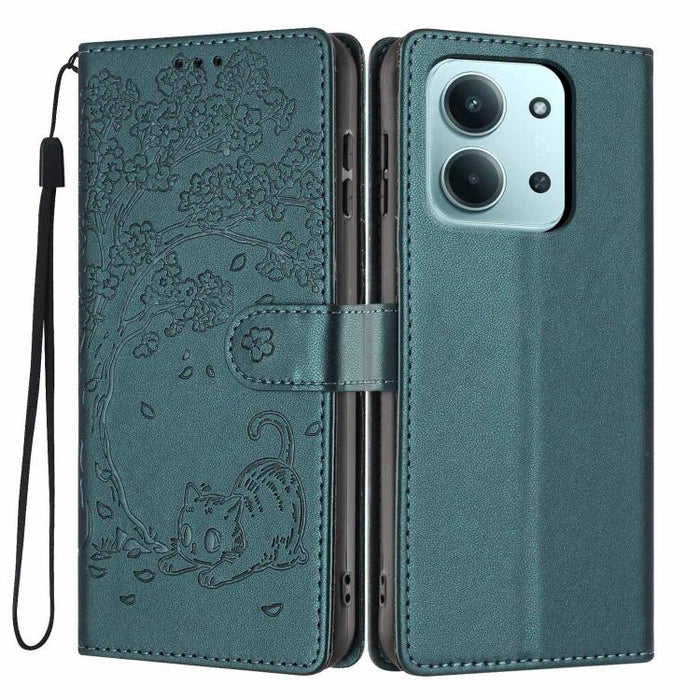 Funda para teléfono plegable de piel vegana con relieve de gato y árbol, For Redmi Note 15 Pro+ 5G Global 163.3mm, For Redmi Note 15 4G / 5G Global 164mm, For Redmi Note 15 Pro 4G Global 163.2mm, For Redmi Note 15 Pro 5G Global 163.6mm                 ...