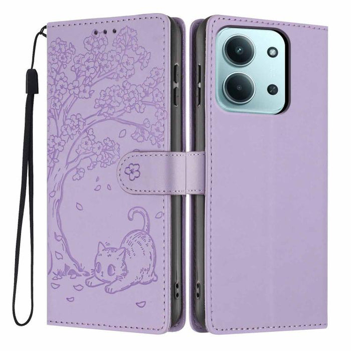 Funda para teléfono plegable de piel vegana con relieve de gato y árbol, For Redmi Note 15 Pro+ 5G Global 163.3mm, For Redmi Note 15 4G / 5G Global 164mm, For Redmi Note 15 Pro 4G Global 163.2mm, For Redmi Note 15 Pro 5G Global 163.6mm                 ...