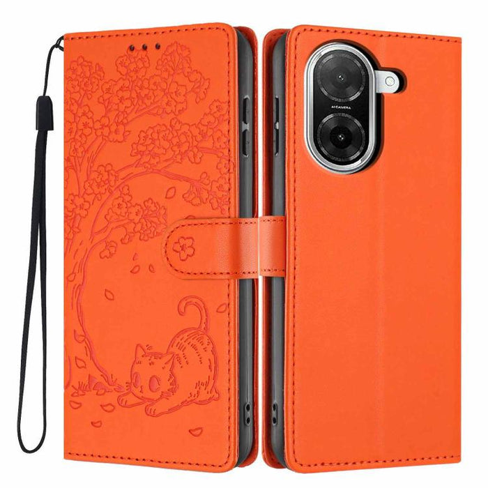 Funda para teléfono plegable de piel vegana con relieve de gato y árbol, For Redmi Note 15 Pro+ 5G Global 163.3mm, For Redmi Note 15 4G / 5G Global 164mm, For Redmi Note 15 Pro 4G Global 163.2mm, For Redmi Note 15 Pro 5G Global 163.6mm                 ...