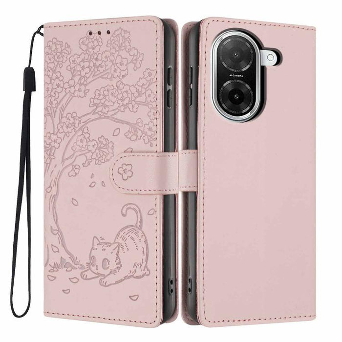 Funda para teléfono plegable de piel vegana con relieve de gato y árbol, For Redmi Note 15 Pro+ 5G Global 163.3mm, For Redmi Note 15 4G / 5G Global 164mm, For Redmi Note 15 Pro 4G Global 163.2mm, For Redmi Note 15 Pro 5G Global 163.6mm                 ...