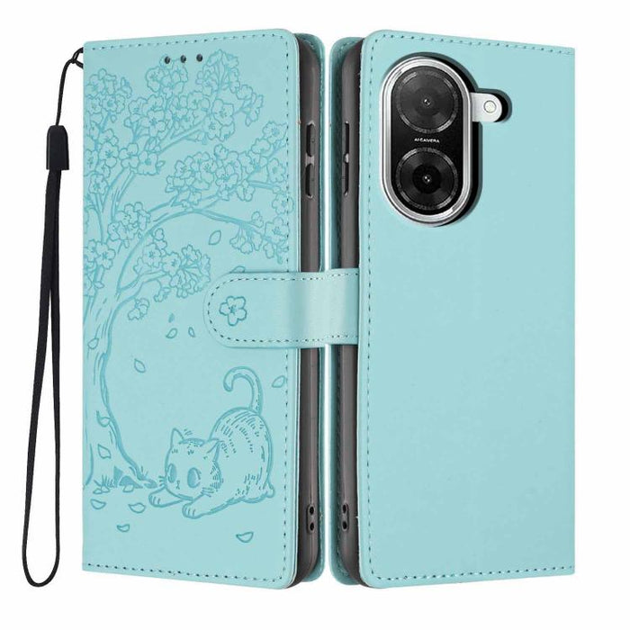 Funda para teléfono plegable de piel vegana con relieve de gato y árbol, For Redmi Note 15 Pro+ 5G Global 163.3mm, For Redmi Note 15 4G / 5G Global 164mm, For Redmi Note 15 Pro 4G Global 163.2mm, For Redmi Note 15 Pro 5G Global 163.6mm                 ...