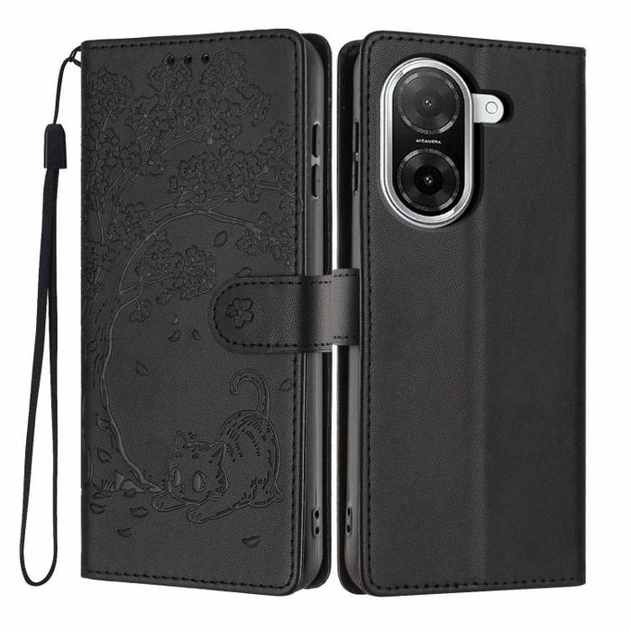 Funda para teléfono plegable de piel vegana con relieve de gato y árbol, For Redmi Note 15 Pro+ 5G Global 163.3mm, For Redmi Note 15 4G / 5G Global 164mm, For Redmi Note 15 Pro 4G Global 163.2mm, For Redmi Note 15 Pro 5G Global 163.6mm                 ...