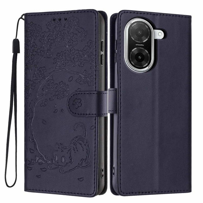 Funda para teléfono plegable de piel vegana con relieve de gato y árbol, For Redmi Note 15 Pro+ 5G Global 163.3mm, For Redmi Note 15 4G / 5G Global 164mm, For Redmi Note 15 Pro 4G Global 163.2mm, For Redmi Note 15 Pro 5G Global 163.6mm                 ...
