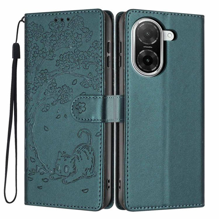 Funda para teléfono plegable de piel vegana con relieve de gato y árbol, For Redmi Note 15 Pro+ 5G Global 163.3mm, For Redmi Note 15 4G / 5G Global 164mm, For Redmi Note 15 Pro 4G Global 163.2mm, For Redmi Note 15 Pro 5G Global 163.6mm                 ...
