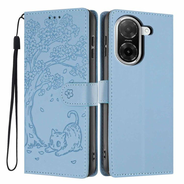 Funda para teléfono plegable de piel vegana con relieve de gato y árbol, For Redmi Note 15 Pro+ 5G Global 163.3mm, For Redmi Note 15 4G / 5G Global 164mm, For Redmi Note 15 Pro 4G Global 163.2mm, For Redmi Note 15 Pro 5G Global 163.6mm                 ...