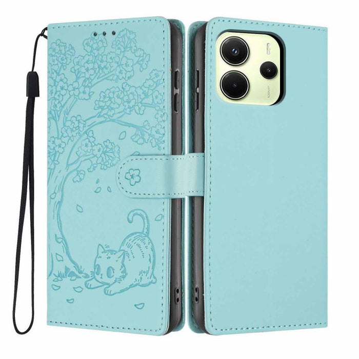 Funda para teléfono plegable de piel vegana con relieve de gato y árbol, For Redmi Note 15 Pro+ 5G Global 163.3mm, For Redmi Note 15 4G / 5G Global 164mm, For Redmi Note 15 Pro 4G Global 163.2mm, For Redmi Note 15 Pro 5G Global 163.6mm                 ...