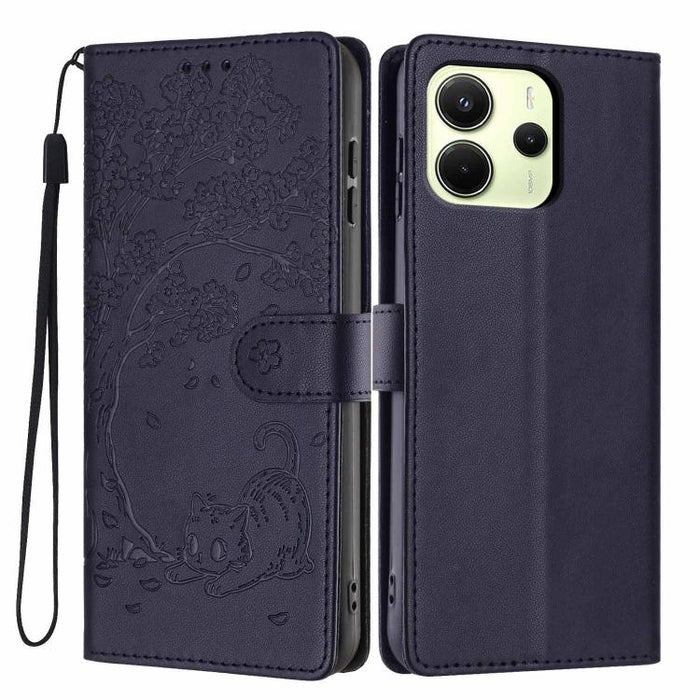 Funda para teléfono plegable de piel vegana con relieve de gato y árbol, For Redmi Note 15 Pro+ 5G Global 163.3mm, For Redmi Note 15 4G / 5G Global 164mm, For Redmi Note 15 Pro 4G Global 163.2mm, For Redmi Note 15 Pro 5G Global 163.6mm                 ...