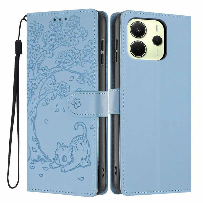 Funda para teléfono plegable de piel vegana con relieve de gato y árbol, For Redmi Note 15 Pro+ 5G Global 163.3mm, For Redmi Note 15 4G / 5G Global 164mm, For Redmi Note 15 Pro 4G Global 163.2mm, For Redmi Note 15 Pro 5G Global 163.6mm                 ...