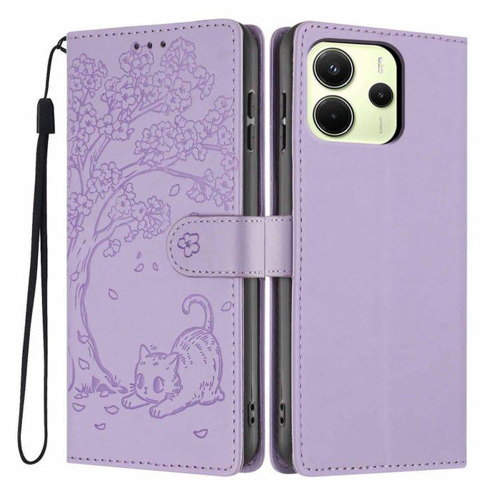 Funda para teléfono plegable de piel vegana con relieve de gato y árbol, For Redmi Note 15 Pro+ 5G Global 163.3mm, For Redmi Note 15 4G / 5G Global 164mm, For Redmi Note 15 Pro 4G Global 163.2mm, For Redmi Note 15 Pro 5G Global 163.6mm                 ...
