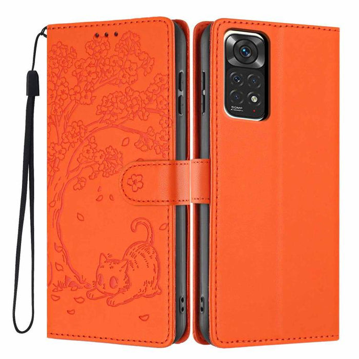 Funda para teléfono plegable de piel vegana con relieve de gato y árbol, For Redmi Note 13 Pro 5G, For Redmi Note 12S, For Redmi Note 12 4G Global, For Redmi Note 12 Pro 5G Global, For Redmi Note 12 5G / Poco X5, For Redmi 12C                          ...