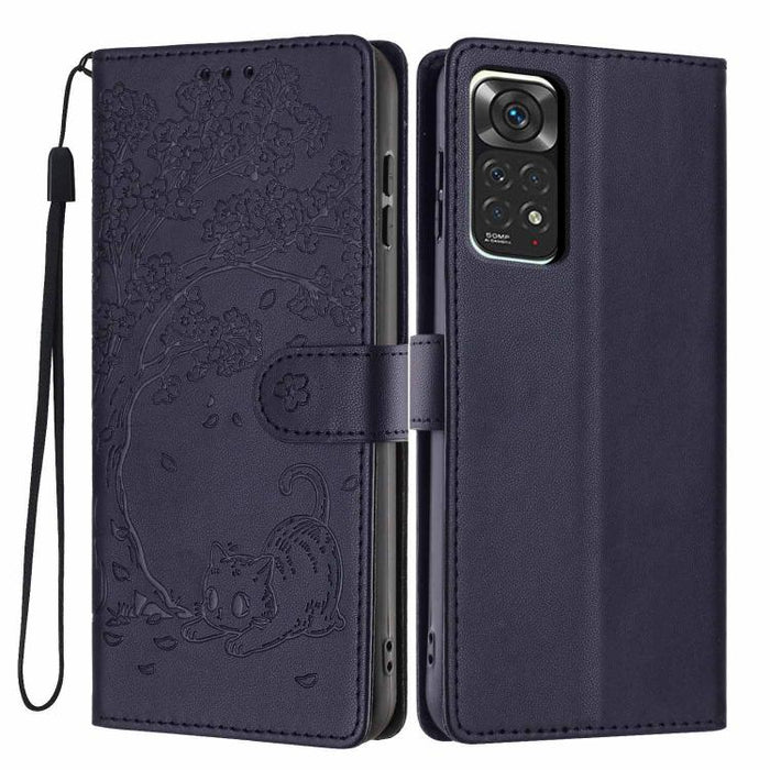 Funda para teléfono plegable de piel vegana con relieve de gato y árbol, For Redmi Note 13 Pro 5G, For Redmi Note 12S, For Redmi Note 12 4G Global, For Redmi Note 12 Pro 5G Global, For Redmi Note 12 5G / Poco X5, For Redmi 12C                          ...