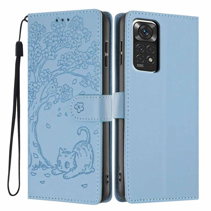 Funda para teléfono plegable de piel vegana con relieve de gato y árbol, For Redmi Note 13 Pro 5G, For Redmi Note 12S, For Redmi Note 12 4G Global, For Redmi Note 12 Pro 5G Global, For Redmi Note 12 5G / Poco X5, For Redmi 12C                          ...