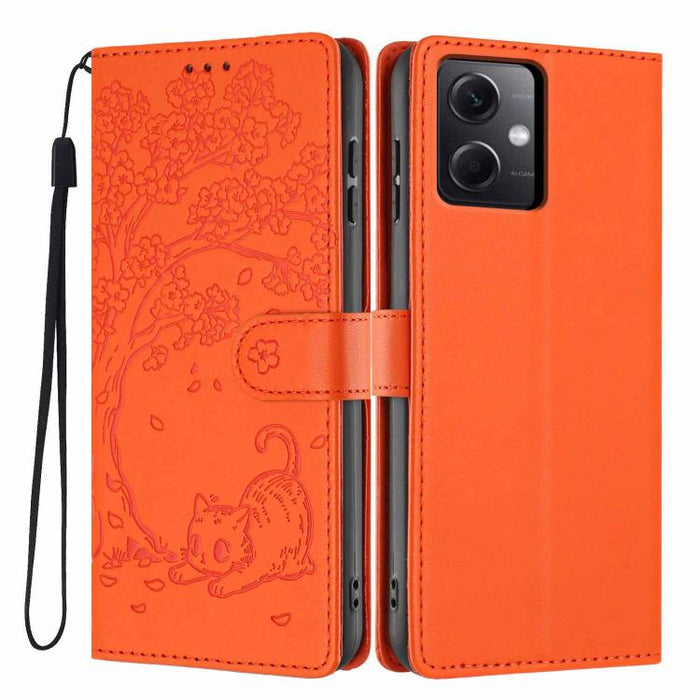 Funda para teléfono plegable de piel vegana con relieve de gato y árbol, For Redmi Note 13 Pro 5G, For Redmi Note 12S, For Redmi Note 12 4G Global, For Redmi Note 12 Pro 5G Global, For Redmi Note 12 5G / Poco X5, For Redmi 12C                          ...
