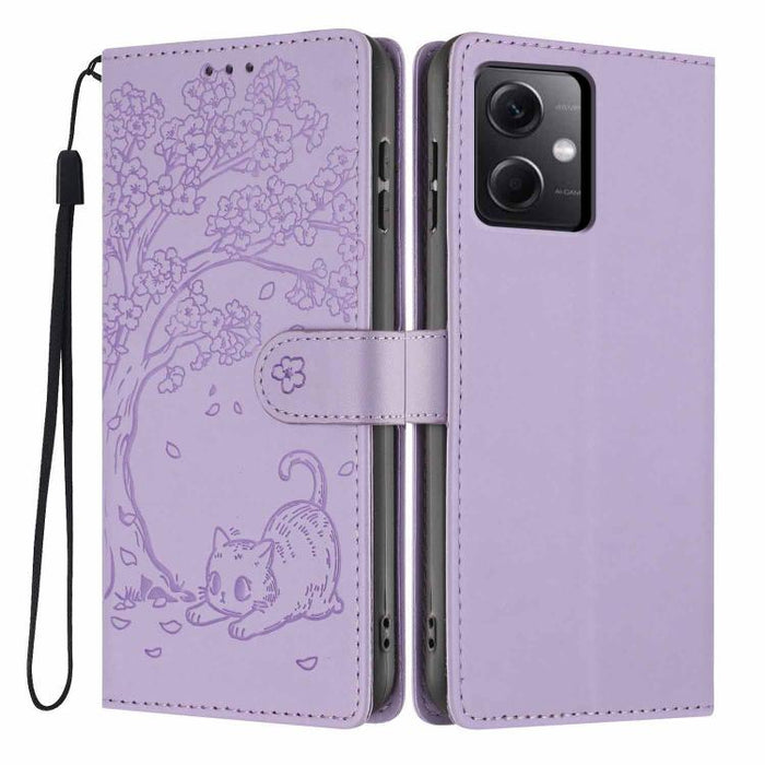 Funda para teléfono plegable de piel vegana con relieve de gato y árbol, For Redmi Note 13 Pro 5G, For Redmi Note 12S, For Redmi Note 12 4G Global, For Redmi Note 12 Pro 5G Global, For Redmi Note 12 5G / Poco X5, For Redmi 12C                          ...