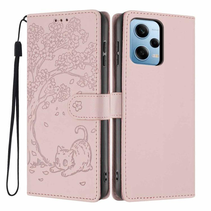 Funda para teléfono plegable de piel vegana con relieve de gato y árbol, For Redmi Note 13 Pro 5G, For Redmi Note 12S, For Redmi Note 12 4G Global, For Redmi Note 12 Pro 5G Global, For Redmi Note 12 5G / Poco X5, For Redmi 12C                          ...