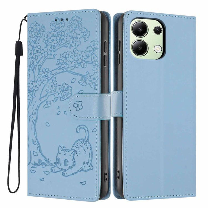 Funda para teléfono plegable de piel vegana con relieve de gato y árbol, For Redmi Note 14 Pro 4G, For Redmi Note 14 4G Global 163.25mm, For Redmi 14C 4G / A3 Pro 4G, For Redmi Note 14 5G, For Redmi Note 14 Pro 5G, For Redmi 13 4G                      ...