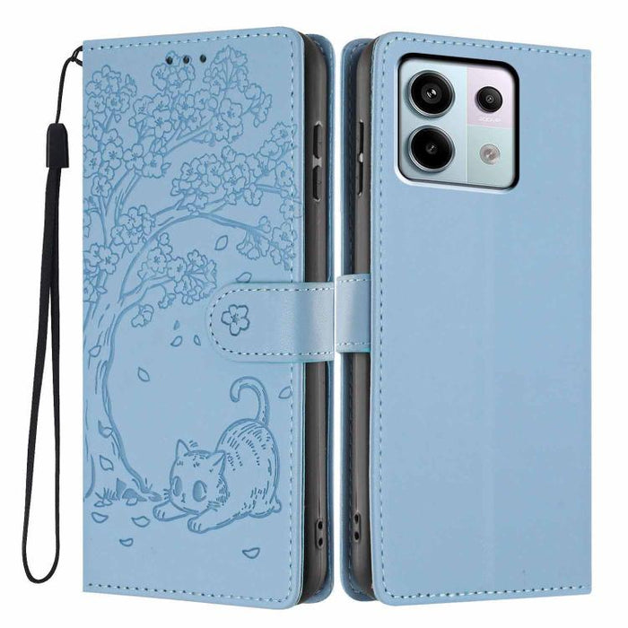 Funda para teléfono plegable de piel vegana con relieve de gato y árbol, For Redmi Note 13 Pro 5G, For Redmi Note 12S, For Redmi Note 12 4G Global, For Redmi Note 12 Pro 5G Global, For Redmi Note 12 5G / Poco X5, For Redmi 12C                          ...