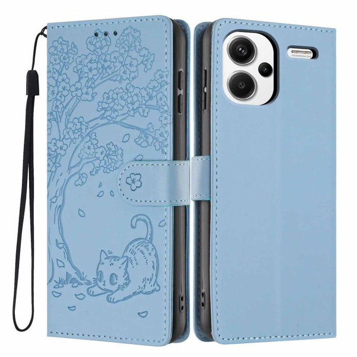 Funda para teléfono plegable de piel vegana con relieve de gato y árbol, For Redmi Note 14 Pro 4G, For Redmi Note 14 4G Global 163.25mm, For Redmi 14C 4G / A3 Pro 4G, For Redmi Note 14 5G, For Redmi Note 14 Pro 5G, For Redmi 13 4G                      ...